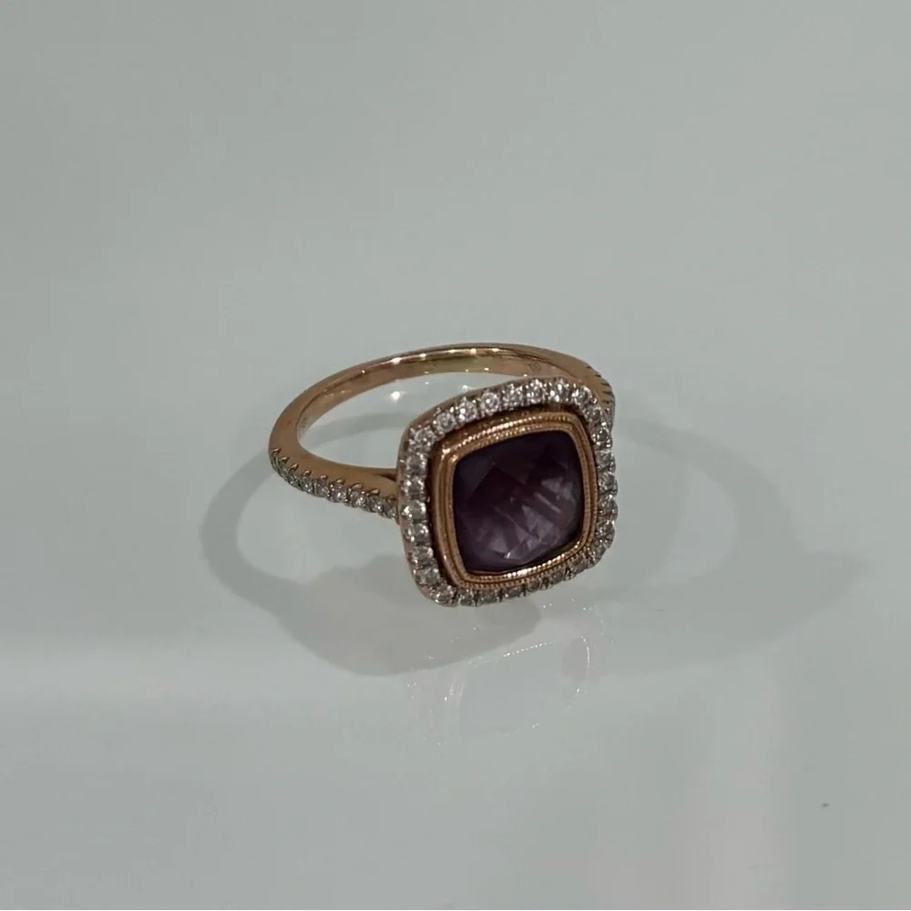 Genuine diamond ring with amethyst gem - Picture 1 of 7